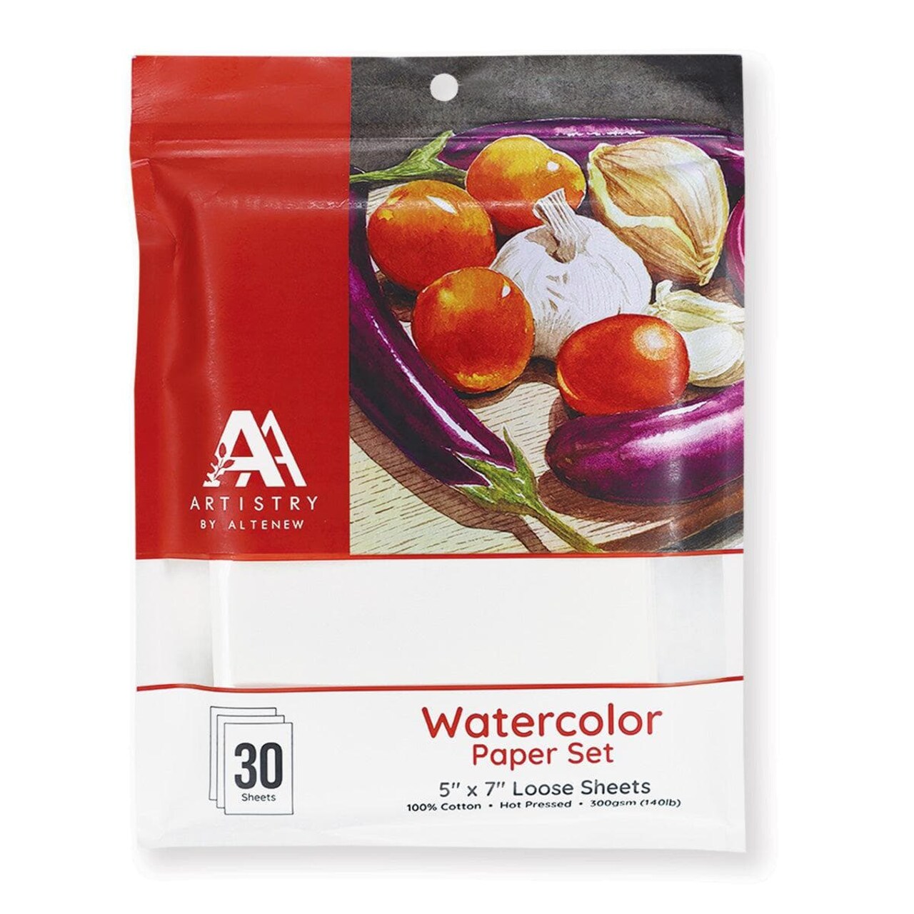 Watercolor Paper Set (Hot Pressed, 5" x 7" Loose Sheets, 30 sheets/set)